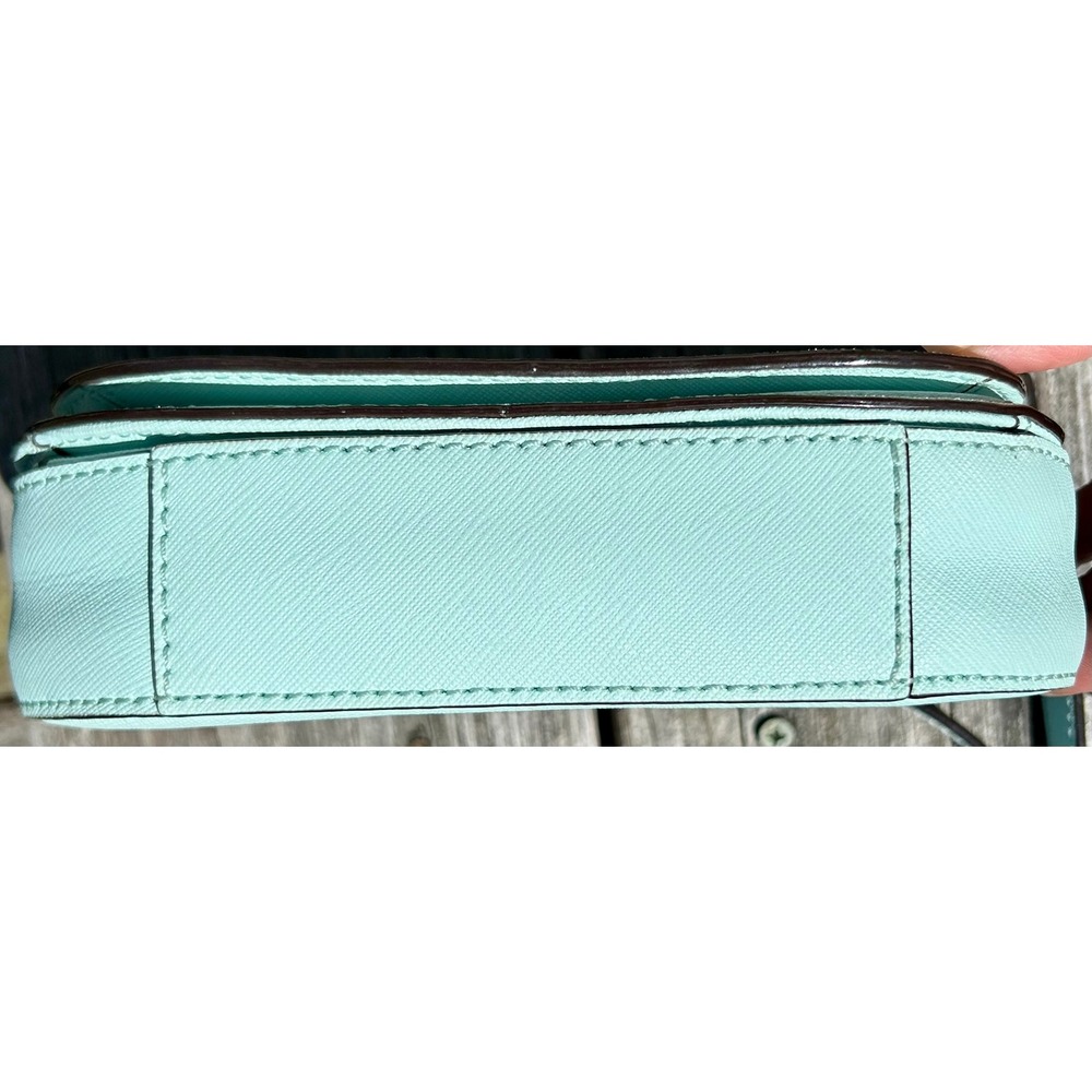 Kate Spade Mint Green Saffiano Leather Crossbody Bag Gold Logo Purse - Picture 10 of 10